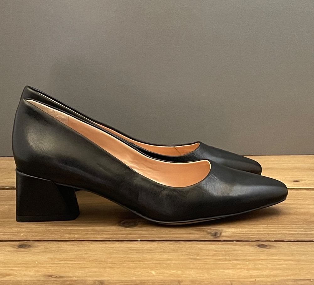 Franco Sarto Women's Jesslyn Pumps Size 5 Black Leather Low Block Heel